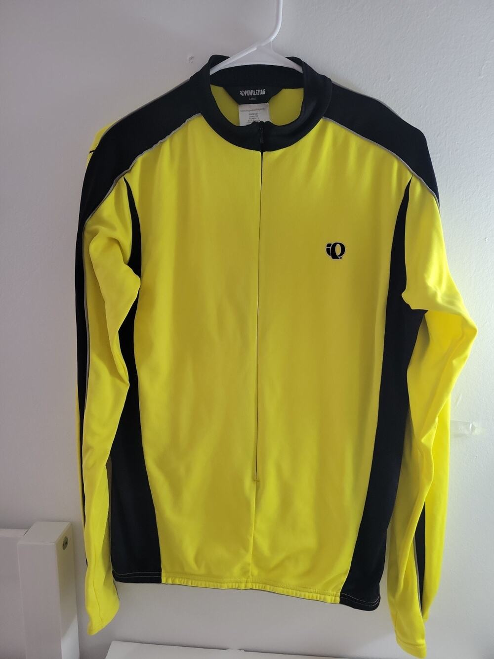 Pearl Izumi Yellow/Black Large 3/4 Zip Polyester Cycling Jersey Long Sleeve.